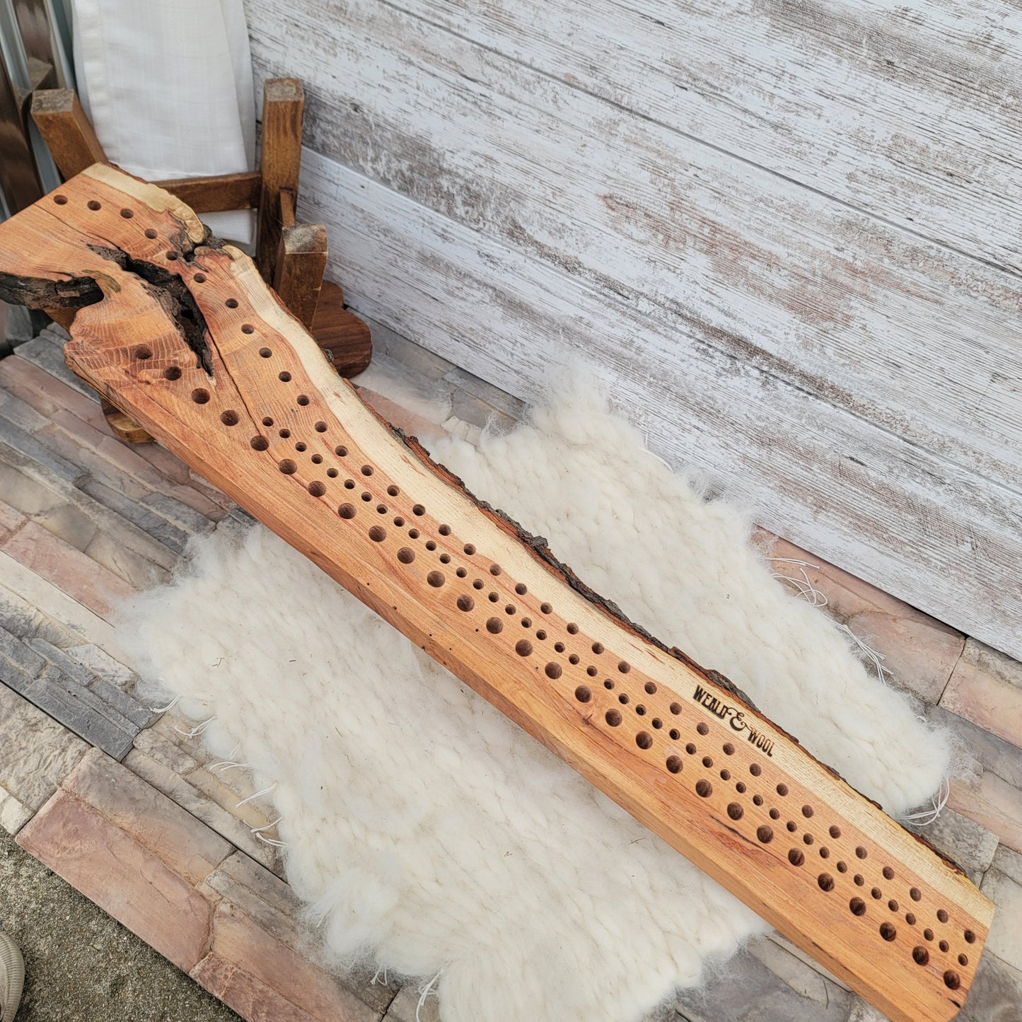 37" Goldilocks Peg Loom - Live Edge - Black Locust - 25-102