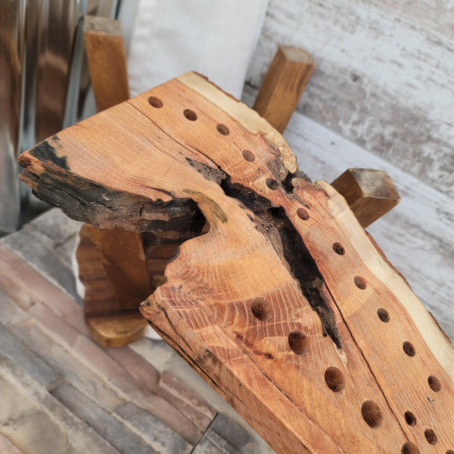 37" Goldilocks Peg Loom - Live Edge - Black Locust - 25-102
