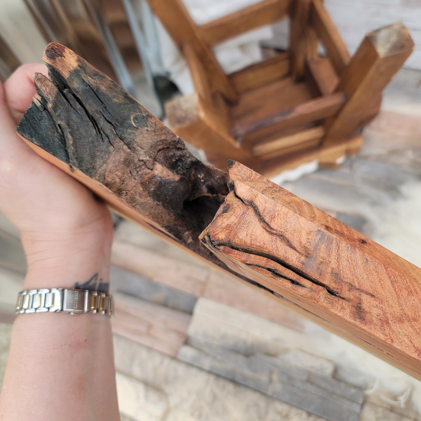 37" Goldilocks Peg Loom - Live Edge - Black Locust - 25-102