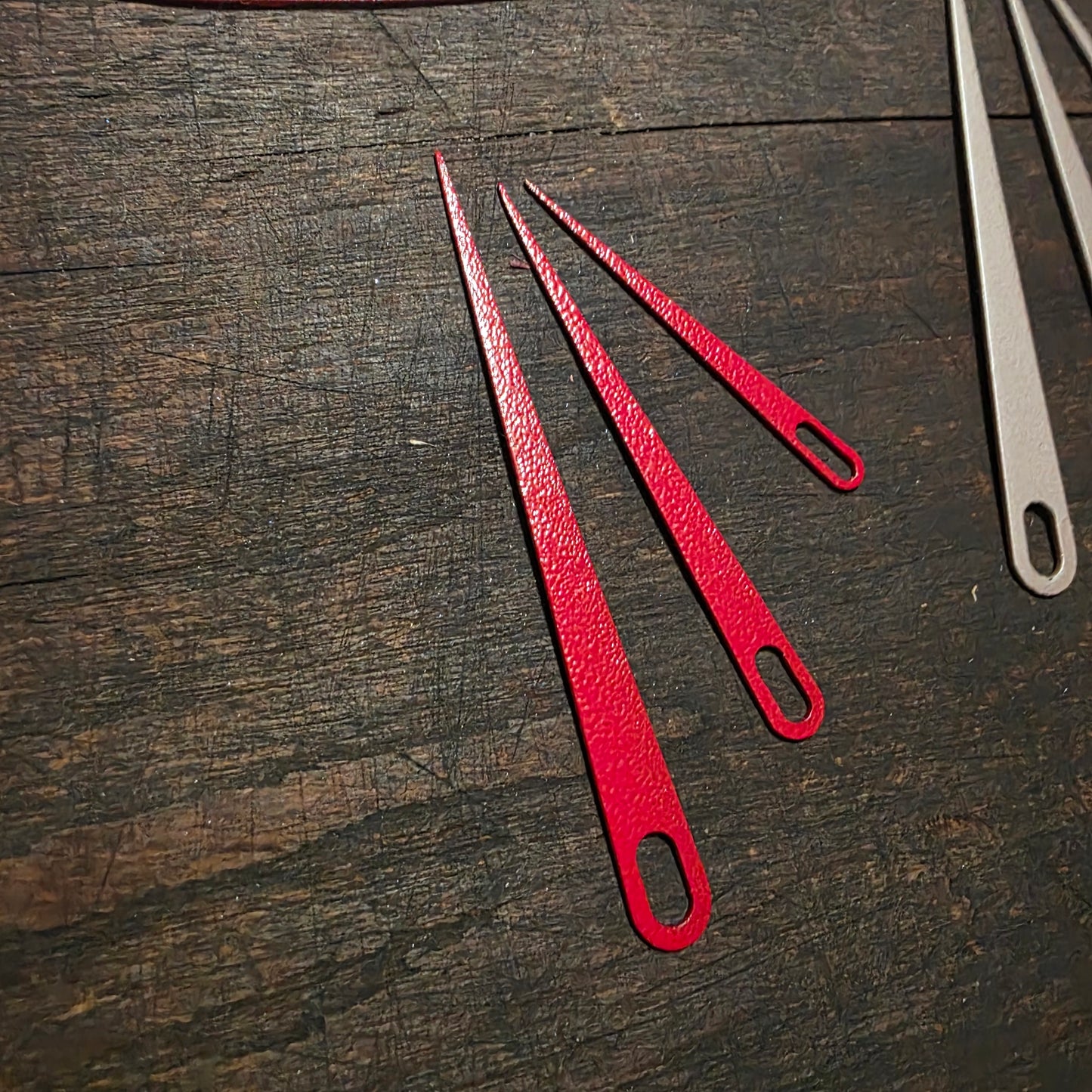 Metal Tapestry Weaving Needles - 3 pc set - Sparkly Red