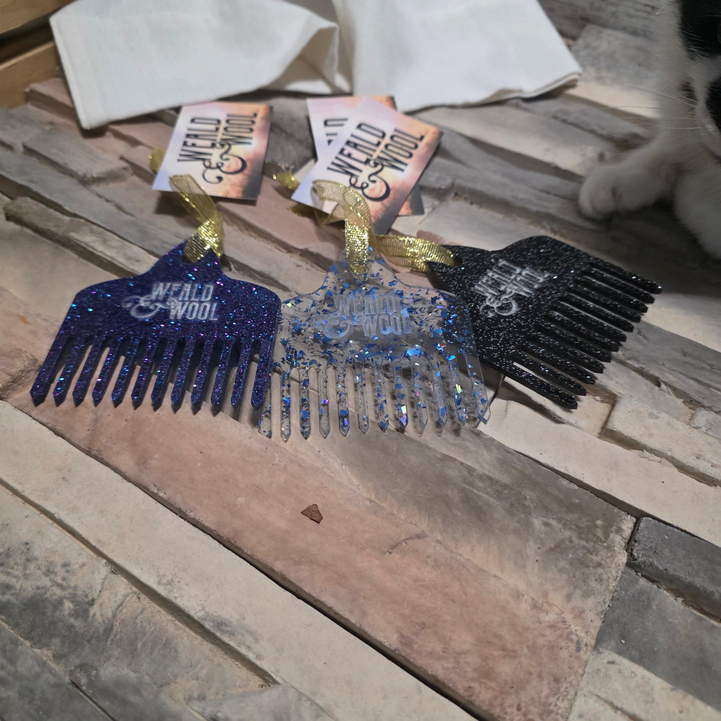 Sparkly Acrylic Wool Weaving Comb