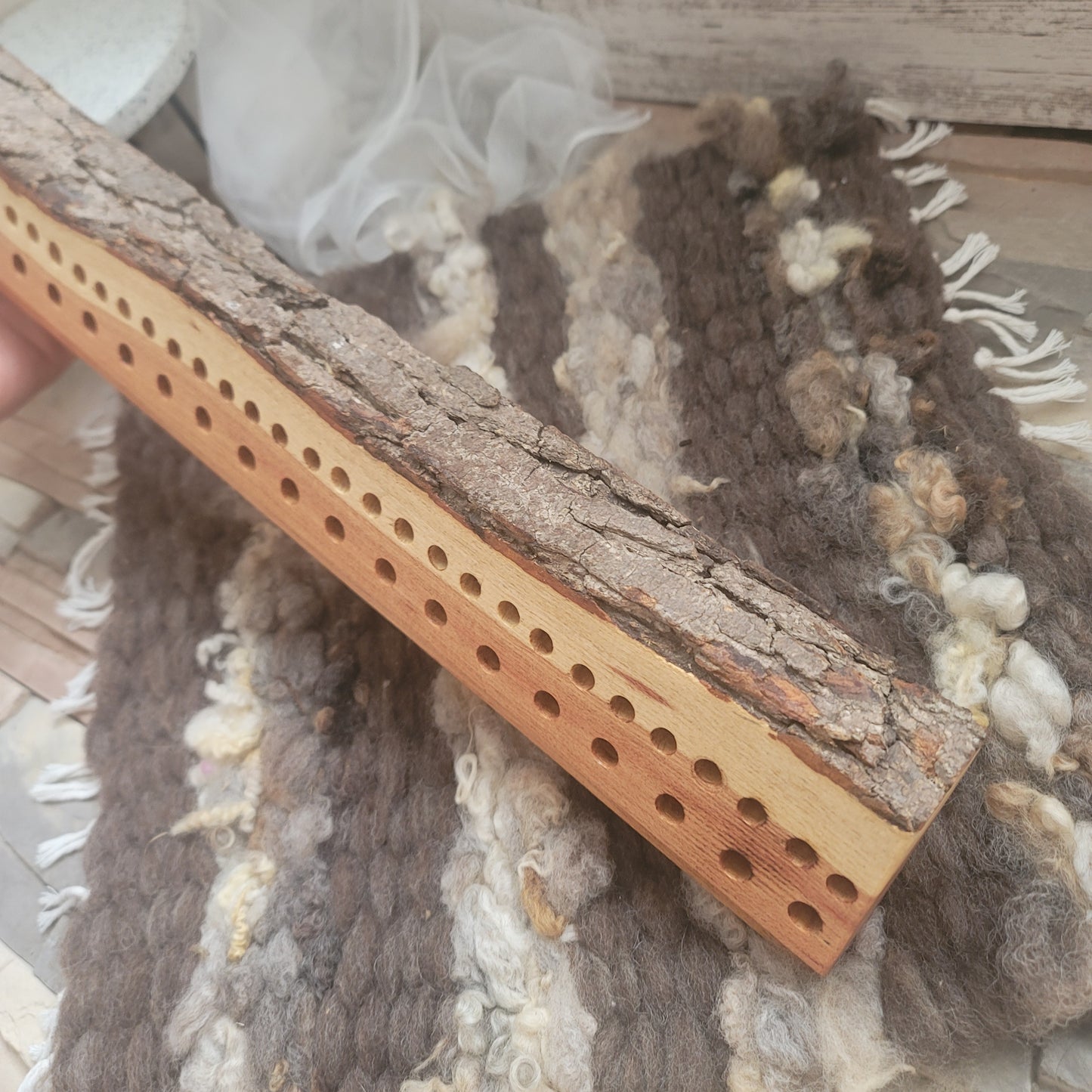 24" 2 Row Peg Loom - Black Locust - Live Edge - 25-190