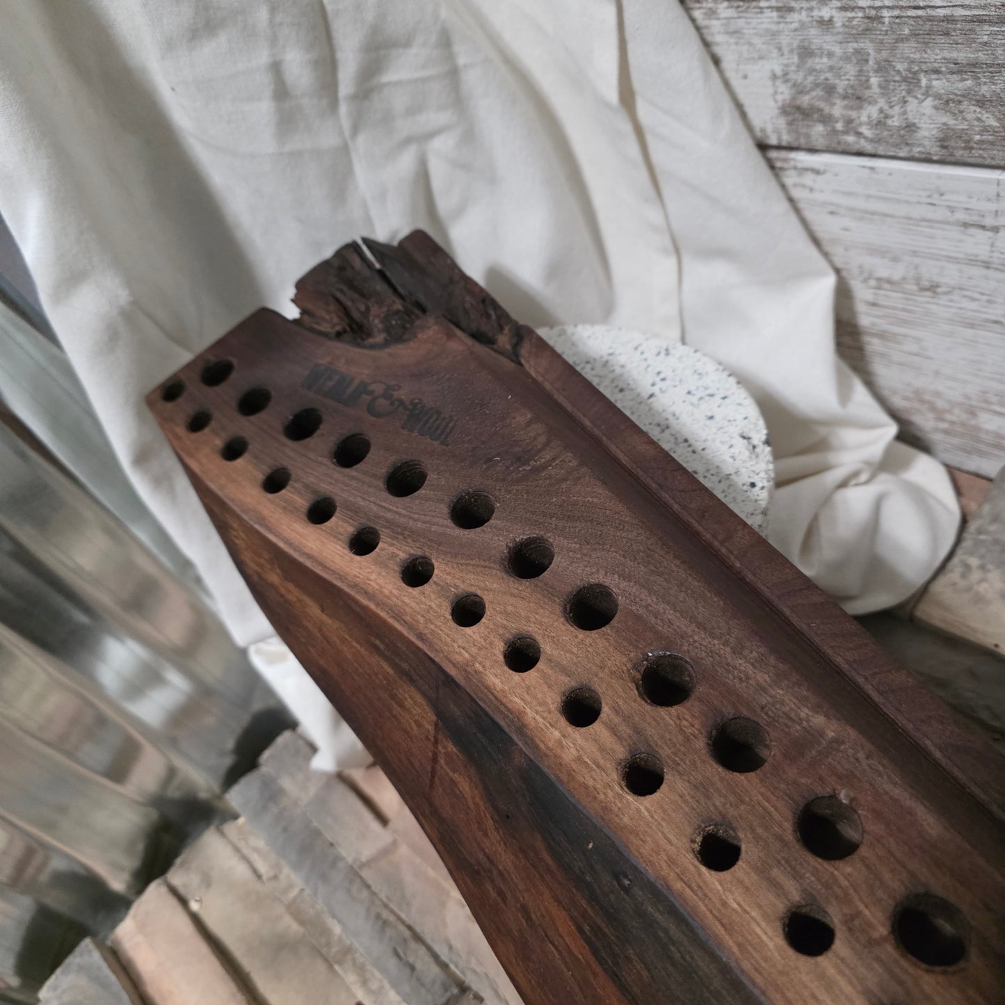 46" Live Edge Black Walnut Goldilocks Peg Loom