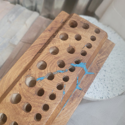 24" Goldilocks Peg Loom - White Tiger Oak with Blue Accents - 25-194