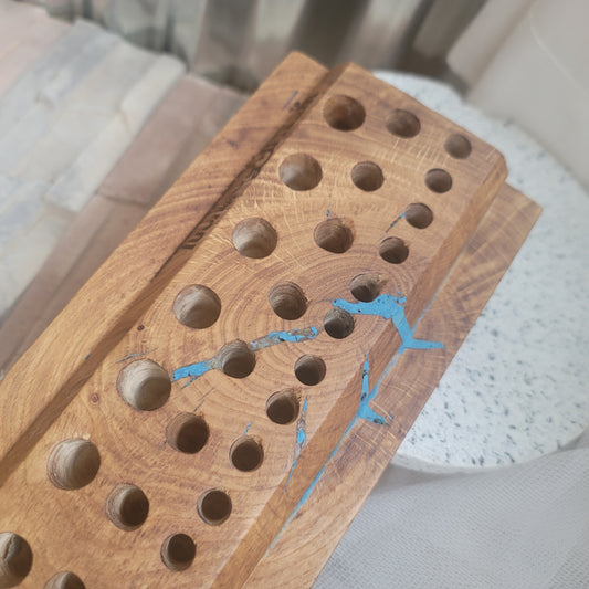 24" Goldilocks Peg Loom - White Tiger Oak with Blue Accents - 25-194
