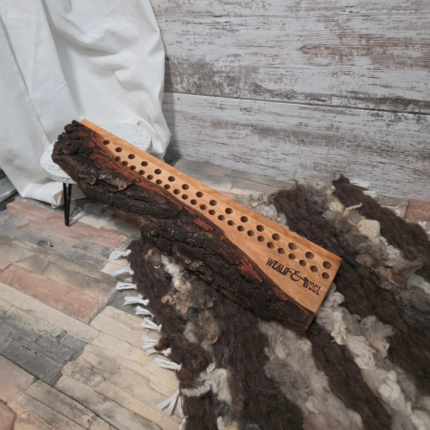 16" 2 Row Peg Loom - Live Edge - Cherry