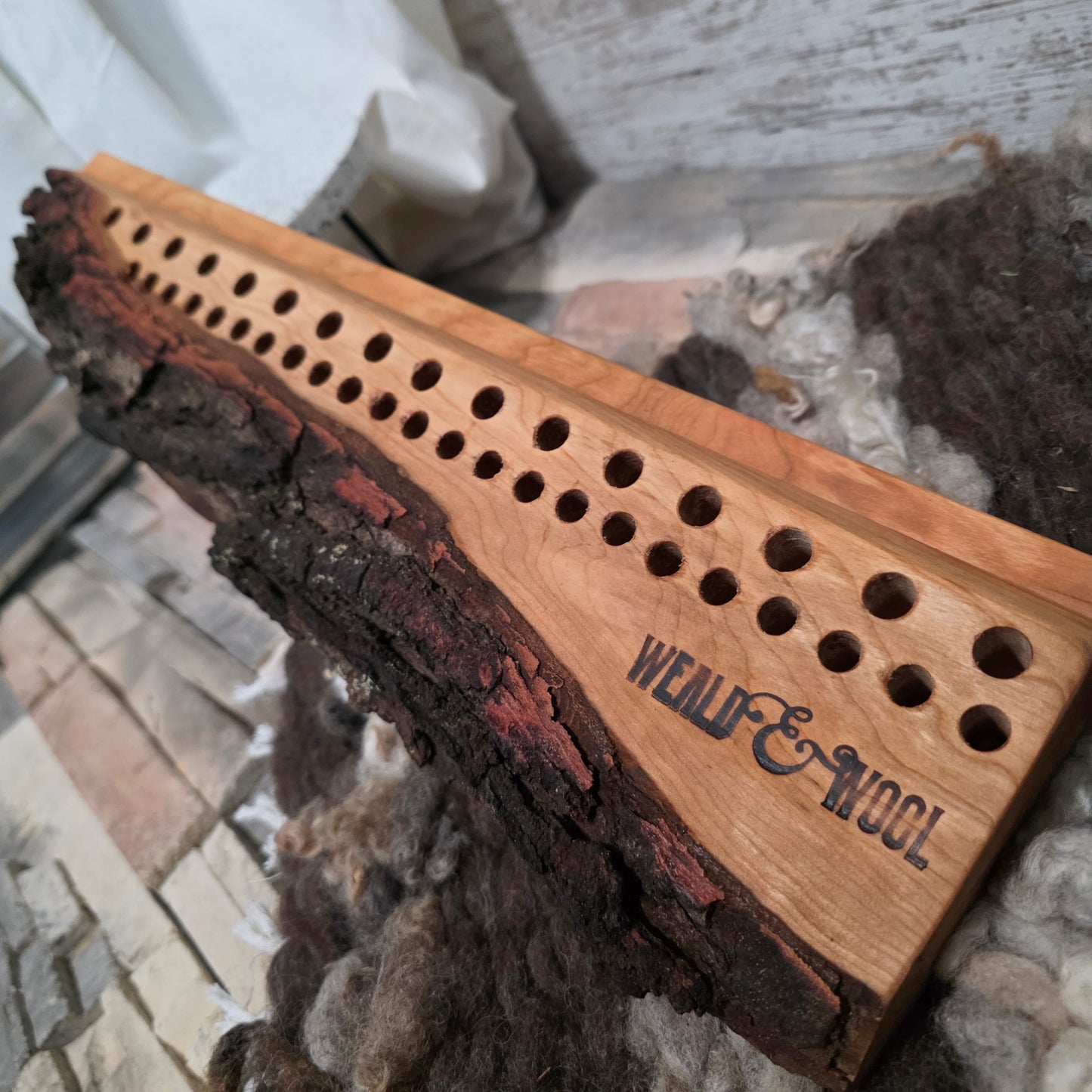 16" 2 Row Peg Loom - Live Edge - Cherry